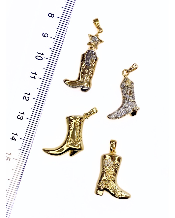 Pirinç Zirkon Mineli Çizme Kolye Bileklik Ucu Charm 1 Adet