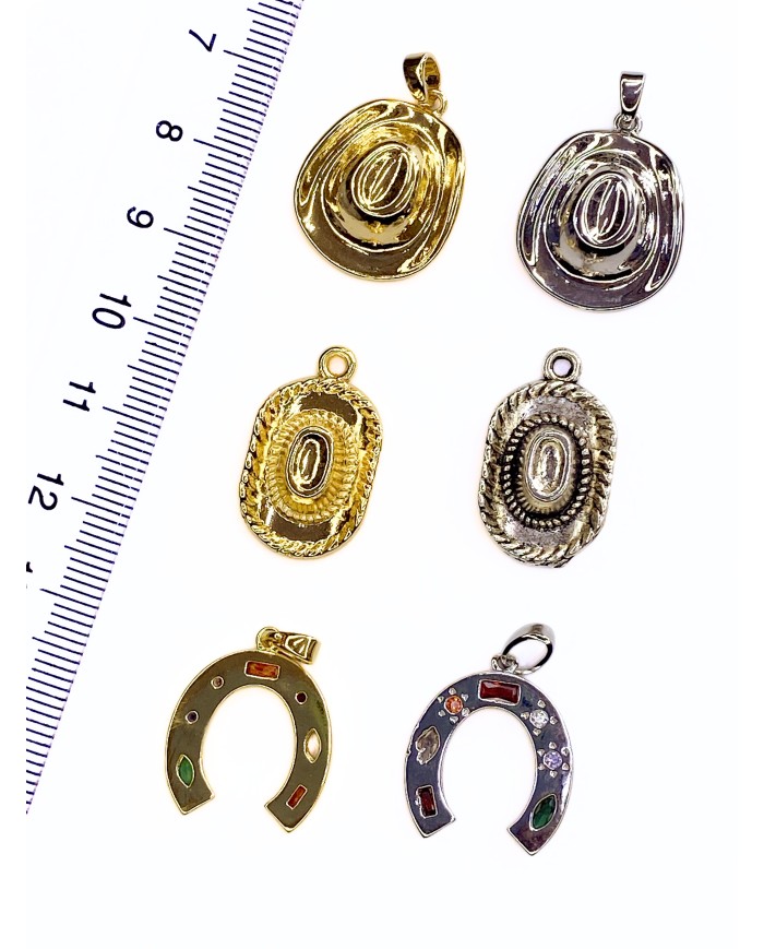 Pirinç Zirkon Mineli Kovboy Şapkası Kolye Bileklik Ucu Charm Altın 1 Adet