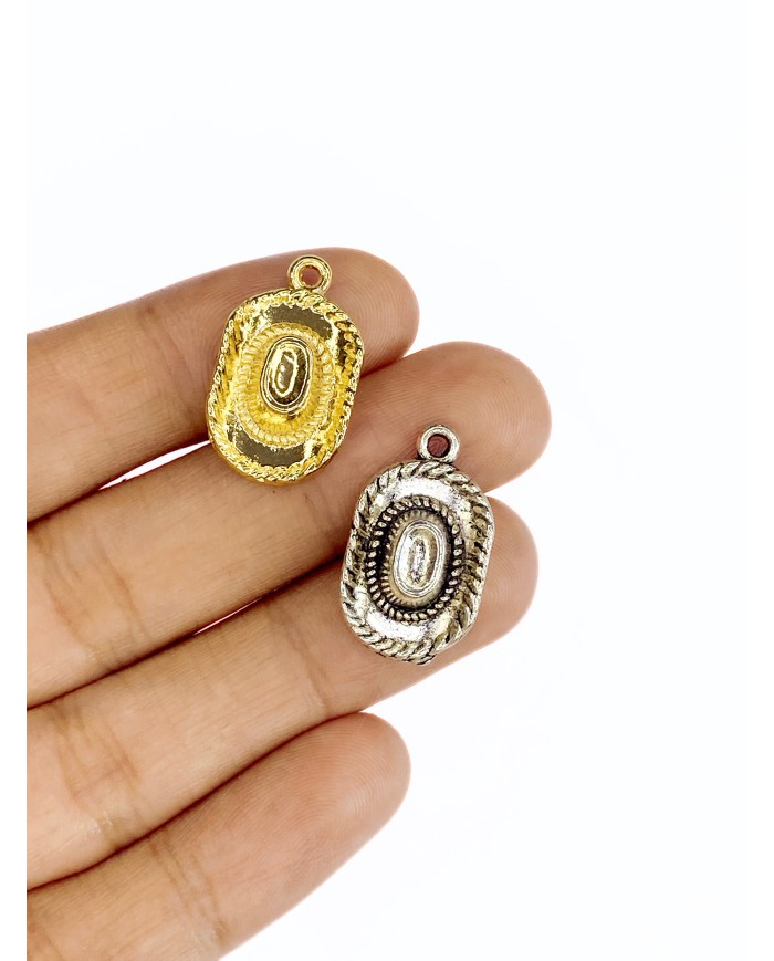 Pirinç Zirkon Mineli Kovboy Şapkası Kolye Bileklik Ucu Charm Gümüş 1 Adet