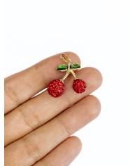 Pirinç Zirkon Taşlı Kiraz Kolye Bileklik Ucu Charm 1 Adet