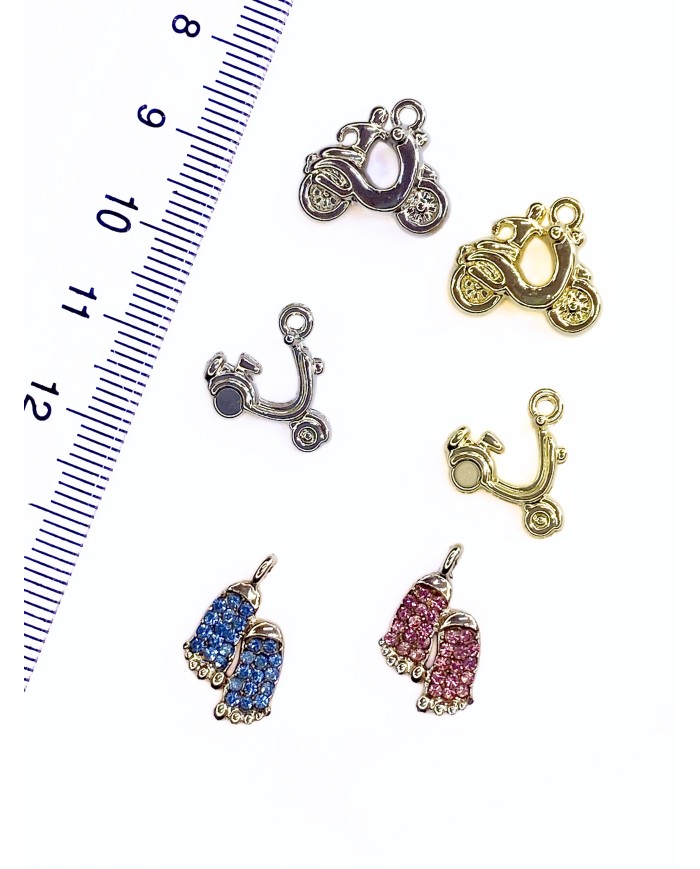 Pirinç Zirkon Taşlı Ayak İzi Kolye Bileklik Ucu Charm Mavi 1 Adet