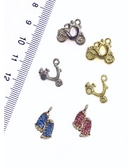 Pirinç Zirkon Taşlı Ayak İzi Kolye Bileklik Ucu Charm Mavi 1 Adet