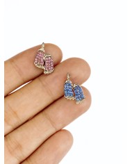 Pirinç Zirkon Taşlı Ayak İzi Kolye Bileklik Ucu Charm Mavi 1 Adet