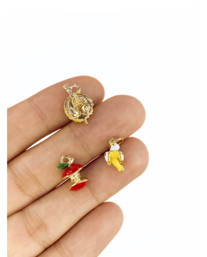 Pirinç Zirkon Mineli Meyve Kolye Bileklik Ucu Charm Sarı 1 Adet