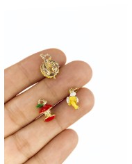 Pirinç Zirkon Mineli Meyve Kolye Bileklik Ucu Charm Sarı 1 Adet