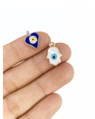 Pirinç Zirkon Mineli Hamsa El Kolye Bileklik Ucu Charm Beyaz 1 Adet