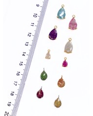 Doğal Taş Damla Kolye Bileklik Ucu Charm Pembe 1 Adet