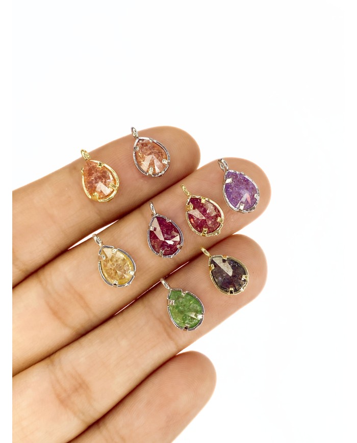 Doğal Taş Damla Kolye Bileklik Ucu Charm Turuncu 1 Adet