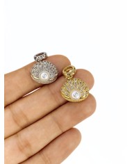 Pirinç Zirkon Taşlı Pandora Bileklik Uyumlu İncili İstiridye Kolye Bileklik Ucu Charm Gümüş 1 Adet