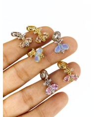 Pirinç Zirkon Taşlı Pandora Bileklik Uyumlu Arı Kolye Bileklik Ucu Charm Altın Turuncu 1 Adet