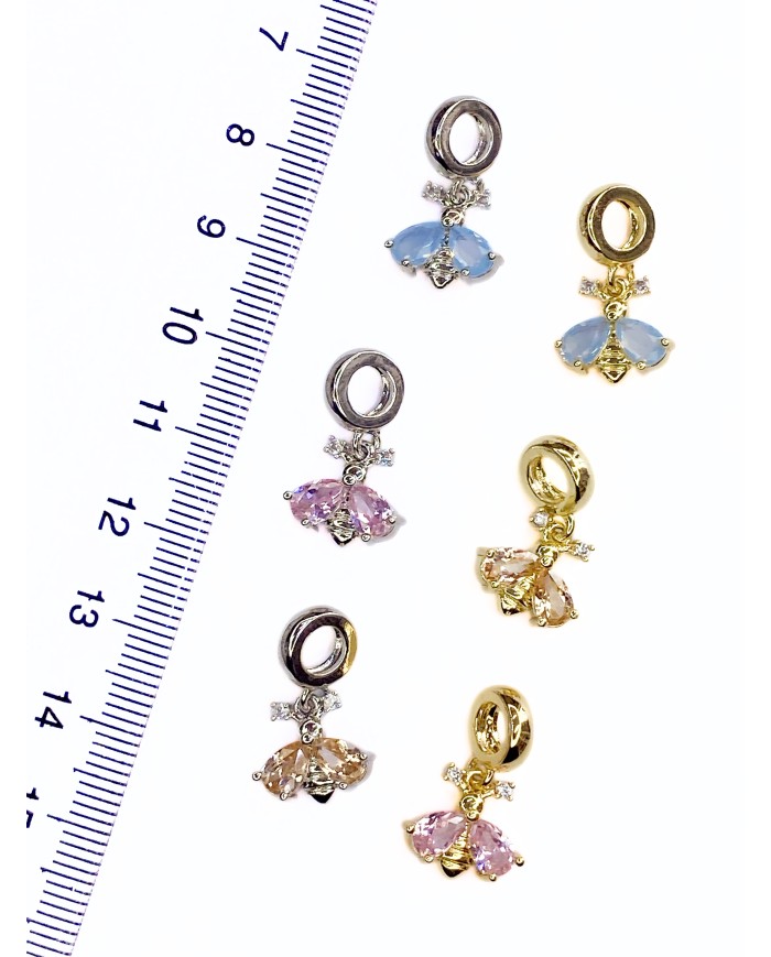 Pirinç Zirkon Taşlı Pandora Bileklik Uyumlu Arı Kolye Bileklik Ucu Charm Altın Turuncu 1 Adet