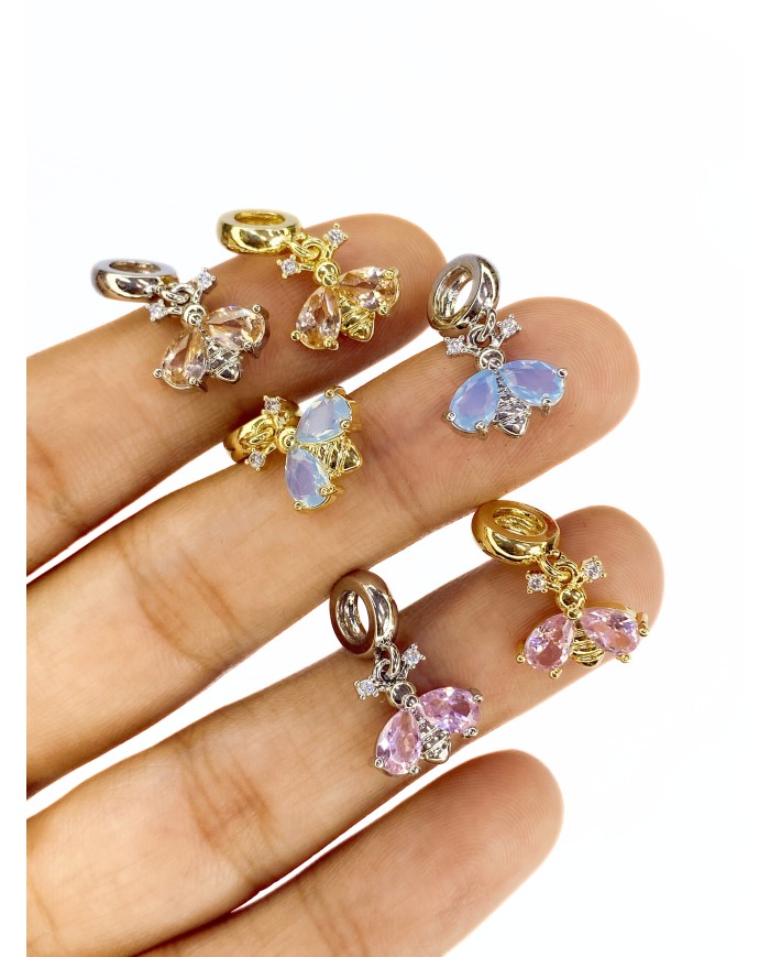 Pirinç Zirkon Taşlı Pandora Bileklik Uyumlu Arı Kolye Bileklik Ucu Charm Altın Turuncu 1 Adet