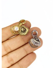 Pirinç Zirkon Mineli Pandora Bileklik Uyumlu İncili İstiridye Kolye Bileklik Ucu Charm Altın 1 Adet