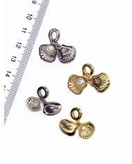 Pirinç Zirkon Mineli Pandora Bileklik Uyumlu İncili İstiridye Kolye Bileklik Ucu Charm Altın 1 Adet