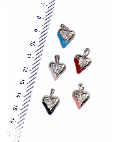 Pirinç Zirkon Taşlı Kalp Kolye Bileklik Ucu Charm Altın Beyaz 1 Adet