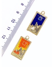 Pirinç Zirkon Mineli Tarot Kolye Bileklik Ucu Charm Pembe 1 Adet