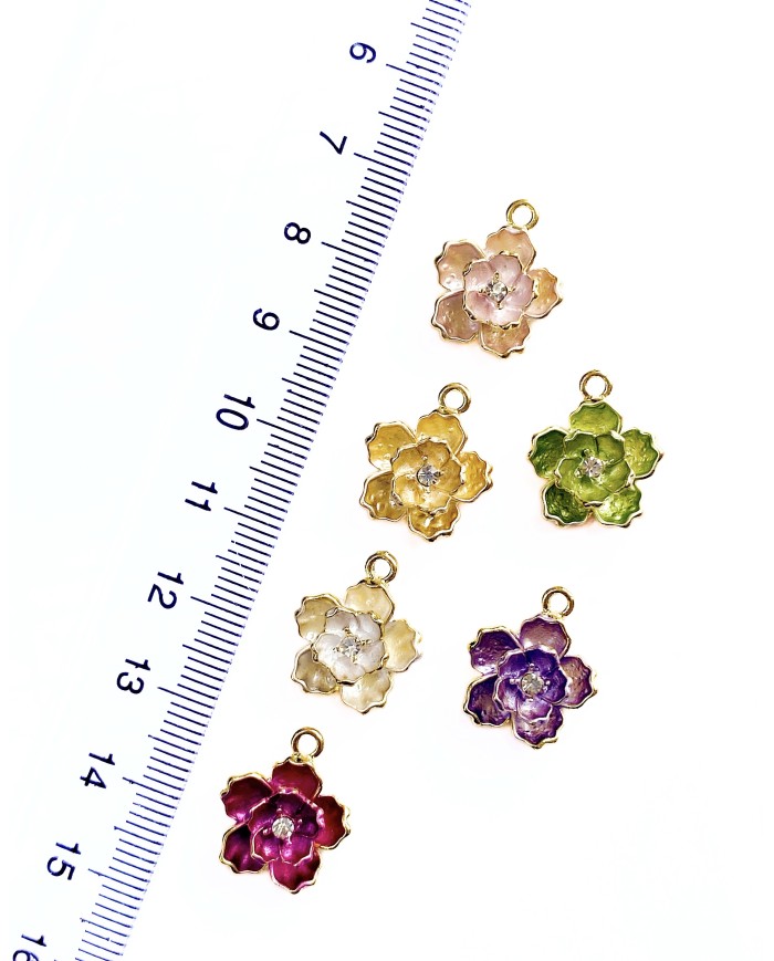 Pirinç Zirkon Mineli Lotus Kolye Bileklik Ucu Charm 1 Adet