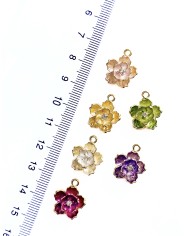 Pirinç Zirkon Mineli Lotus Kolye Bileklik Ucu Charm 1 Adet