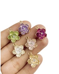 Pirinç Zirkon Mineli Lotus Kolye Bileklik Ucu Charm 1 Adet