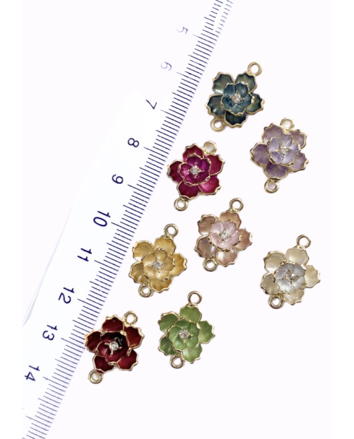 Pirinç Zirkon Mineli Lotus Çift Kolye Bileklik Ucu Charm 1 Adet