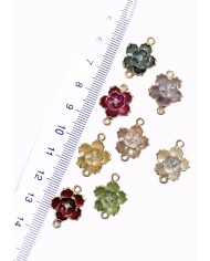 Pirinç Zirkon Mineli Lotus Çift Kolye Bileklik Ucu Charm 1 Adet