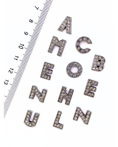 e Zirkon Taşlı Balon Harf Kolye Bileklik Ucu Charm 15x15mm Nikel 1 Adet