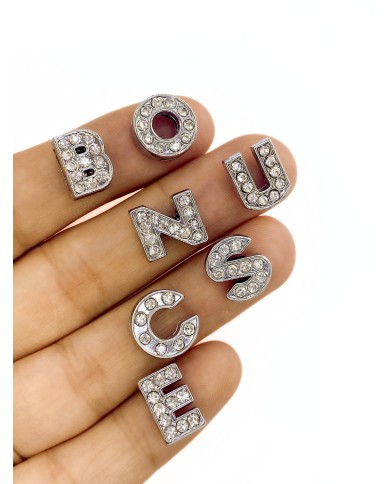 e Zirkon Taşlı Balon Harf Kolye Bileklik Ucu Charm 15x15mm Nikel 1 Adet