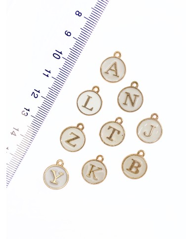 Lak Kaplama Mineli Kulplu Harf Kolye Bileklik Ucu Charm14x14mm 1 Adet