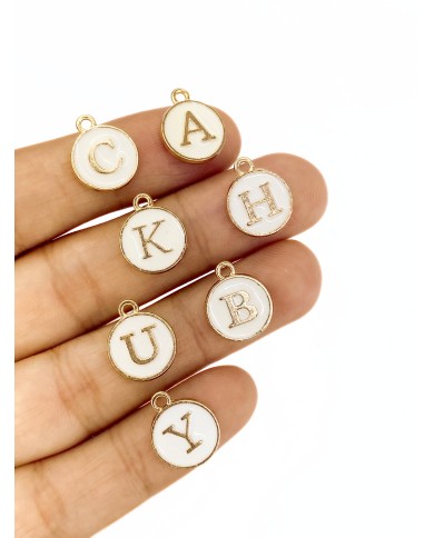 Lak Kaplama Mineli Kulplu Harf Kolye Bileklik Ucu Charm14x14mm 1 Adet