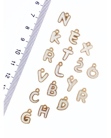Zamak Lak Kaplama Mineli Harf Kolye Bileklik Ucu Charm 10x11mm 1 Adet