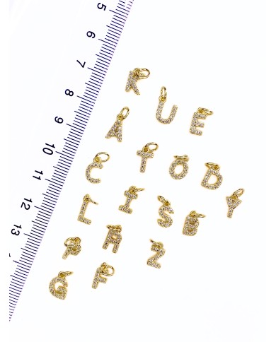 Lak Kaplama Zirkon Taşlı Kulplu Harf Kolye Bileklik Ucu Charm Altın 8x10mm 1 Adet