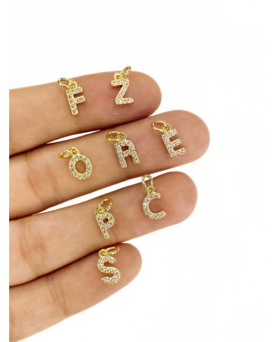 Lak Kaplama Zirkon Taşlı Kulplu Harf Kolye Bileklik Ucu Charm Altın 8x10mm 1 Adet