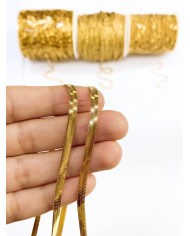 Çelik İtalyan Zincir Kolye Bileklik Altın Renk 4x1mm - 1m