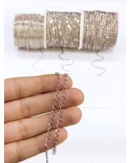 Çelik Parlak Uzatma Zinciri Kolye Bileklik Nikel Renk mm - 1m