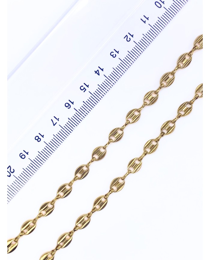 Çelik Kahve Çekirdeği Zincir Kolye Bileklik Altın Renk mm - 1m