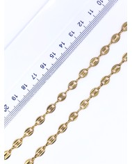 Çelik Kahve Çekirdeği Zincir Kolye Bileklik Altın Renk mm - 1m