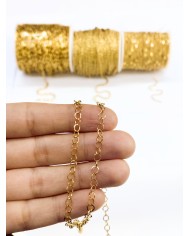 Çelik Geçmeli Yuvarlak Zincir Kolye Bileklik Altın Renk mm - 1m