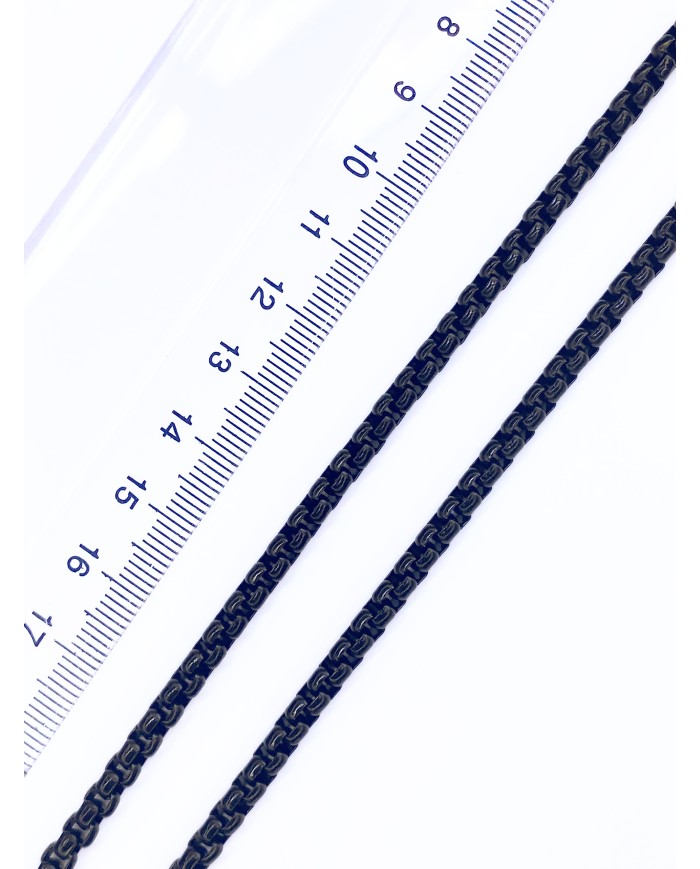 Çelik Geçmeli Kare Zincir Kolye Bileklik Siyah Renk mm - 1m