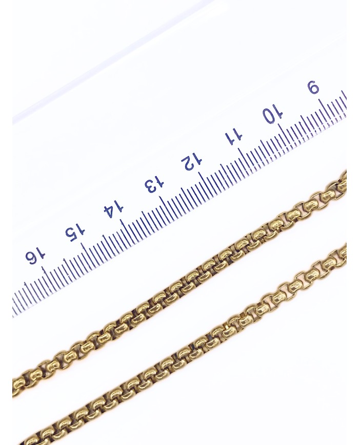 Çelik Geçmeli Kare Zincir Kolye Bileklik Altın Renk mm - 1m