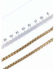 Çelik Geçmeli Kare Zincir Kolye Bileklik Altın Renk mm - 1m