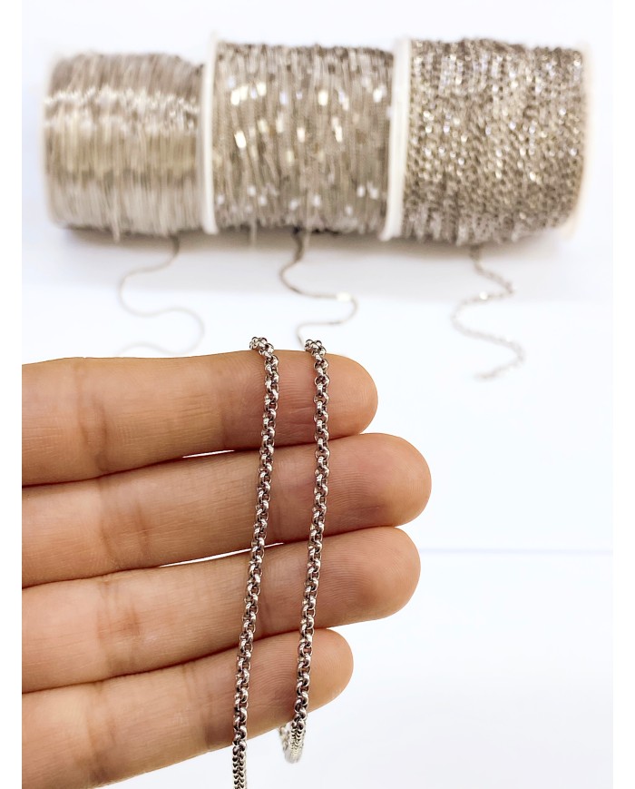 Çelik Geçmeli Yuvarlak Zincir Kolye Bileklik Altın Renk mm - 1m