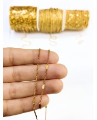 Çelik Ara Ezmeli Zincir Kolye Bileklik Altın Renk mm - 1m