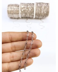 Çelik Ataç Zincir Kolye Bileklik Nikel Renk 3x4mm - 1m