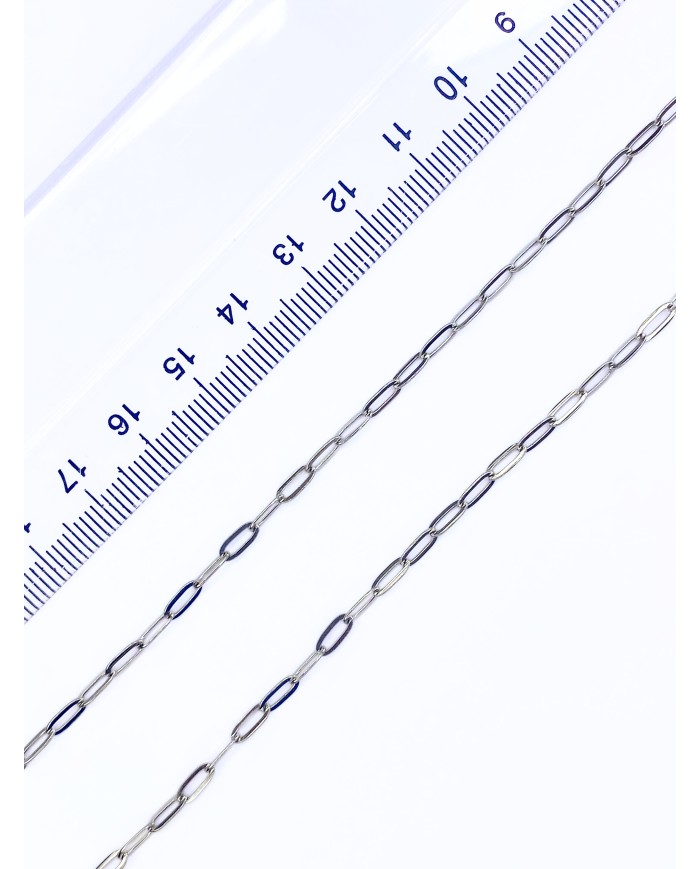 Çelik Ataç Zincir Kolye Bileklik Nikel Renk 3x4mm - 1m