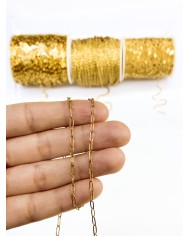 Çelik Ataç Zincir Kolye Bileklik Altın Renk 3x4mm - 1m