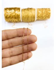 Çelik Ataç Zincir Kolye Bileklik Altın Renk 3x4mm - 1m