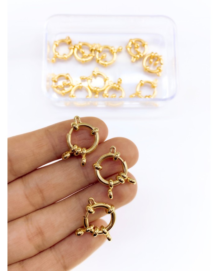 Çelik Gemici Klips Kilit Altın 14x14mm - 1 Adet