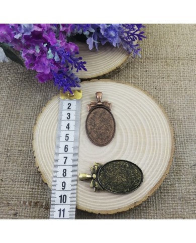 Kolye Ucu - Oval Ayna Antik Sarı