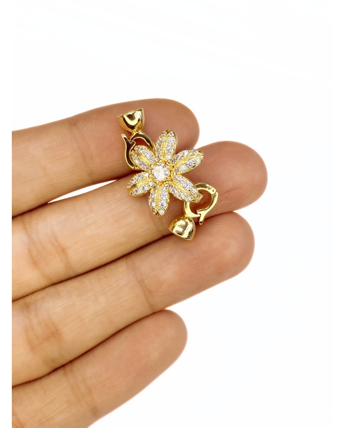 Pirinç Mineli Zirkon Taşlı Kapamalı Çiçek Uç - 1 Adet