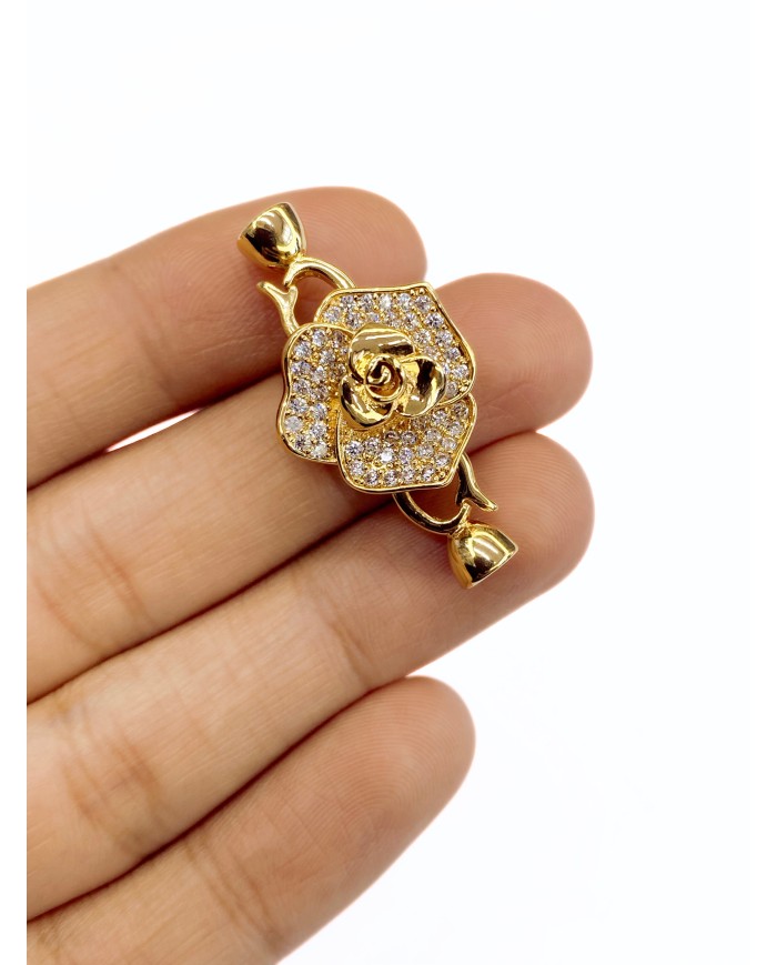 Pirinç Zirkon Taşlı Kapamalı Çiçek Uç - 1 Adet